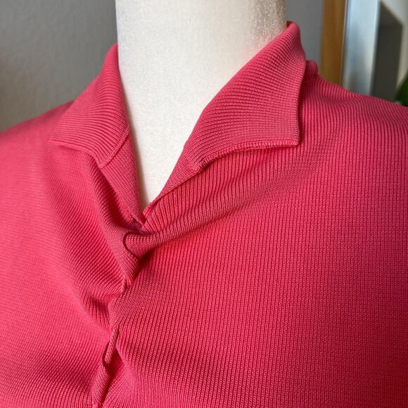 Y2K Pink Ruched Drawstring Top Collared Crop - Picture 2 of 8